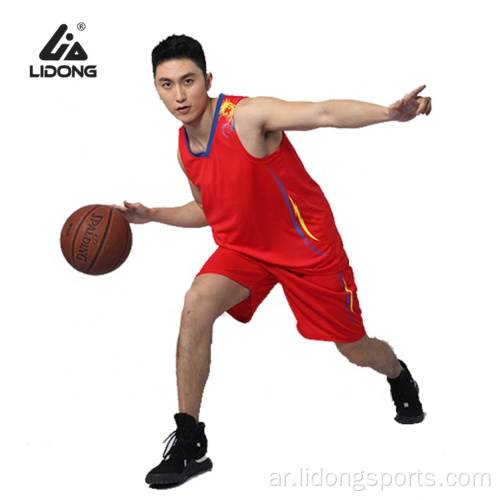 رجال كرة السلة جيرسي تصميم موحد ارتداء كرة السلة الأحمر